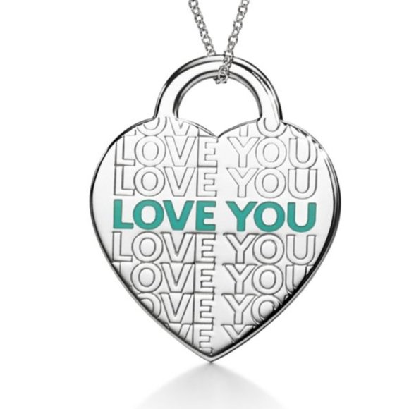 "Love You" Heart Tag Pendant in Silver and Tiffany Blue® only pendant - Picture 3 of 4
